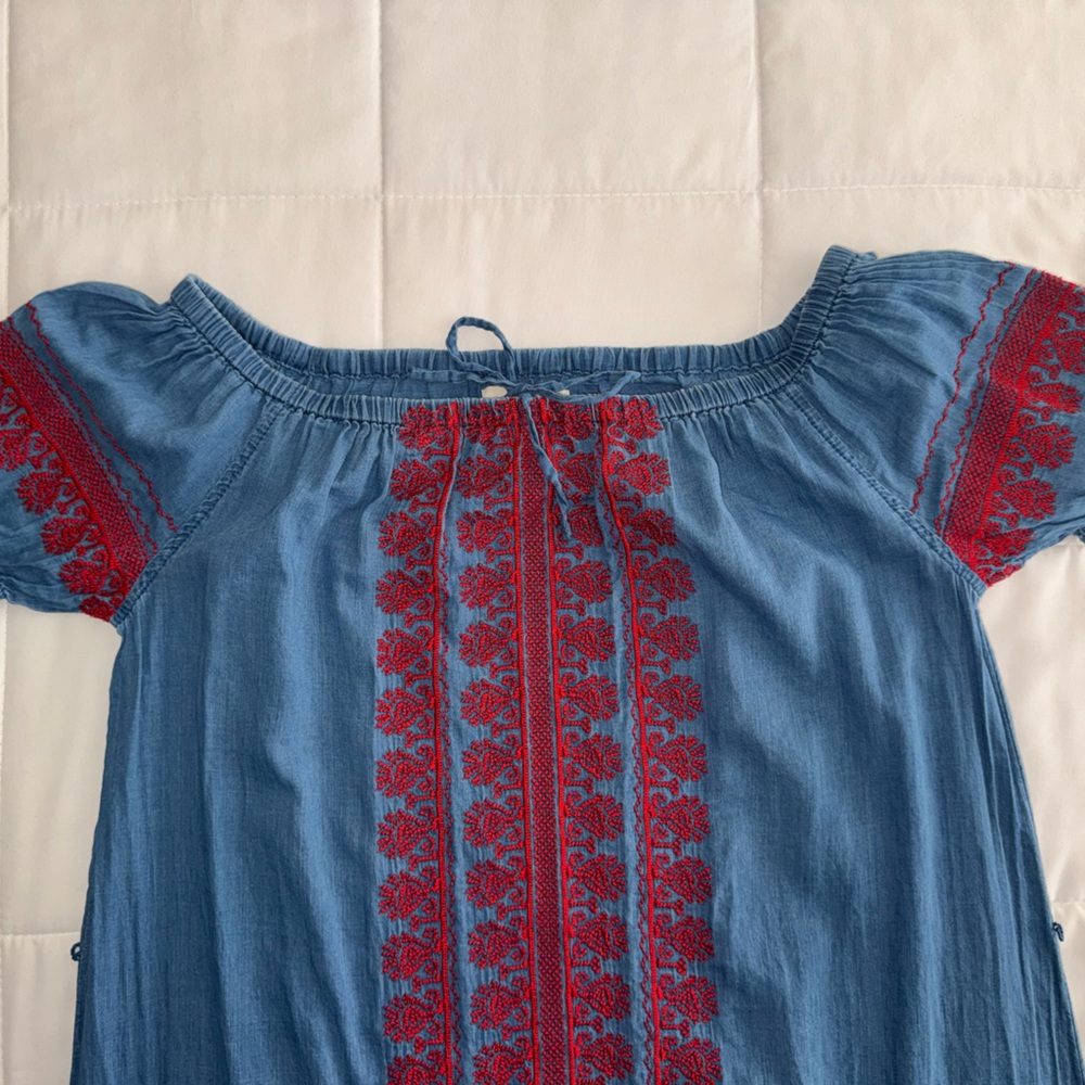 Madewell Indigo Mercado Embroidered Dress Size XS